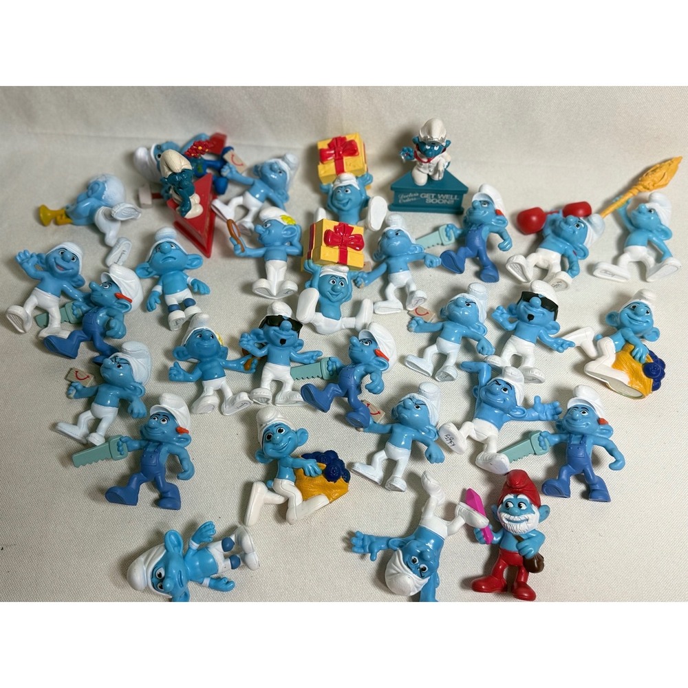 Vintage Smurfs PVC Figure Lot Papa Smurf Smurfette Mixed Collectible Toys - Picture 3 of 11